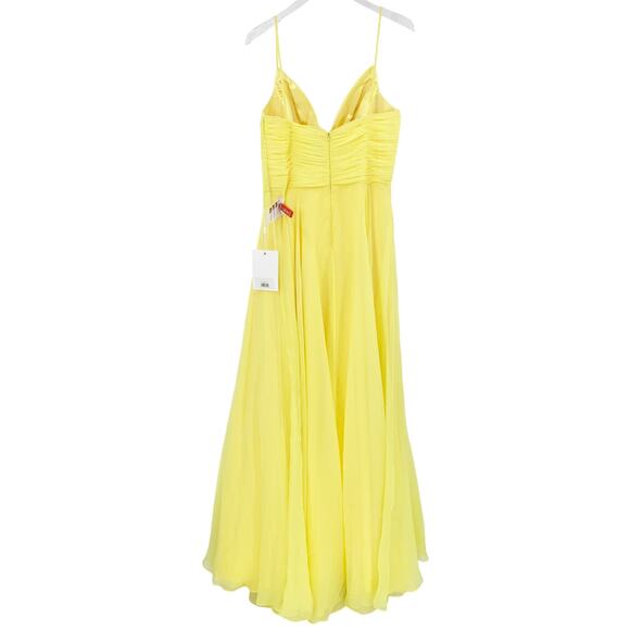 MAC DUGGAL Dress Size 14 / 14W Evening Gown Yellow NEW V Neck Slit - Picture 7 of 9